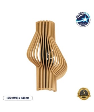 GLOBOSTAR® MIHIRO 02174 Boho Φωτιστικό Τοίχου - Απλίκα με Ντουί 1 x E27 AC 220-240V IP20 - Μπεζ - Μ25 x Π13 x Υ40cm